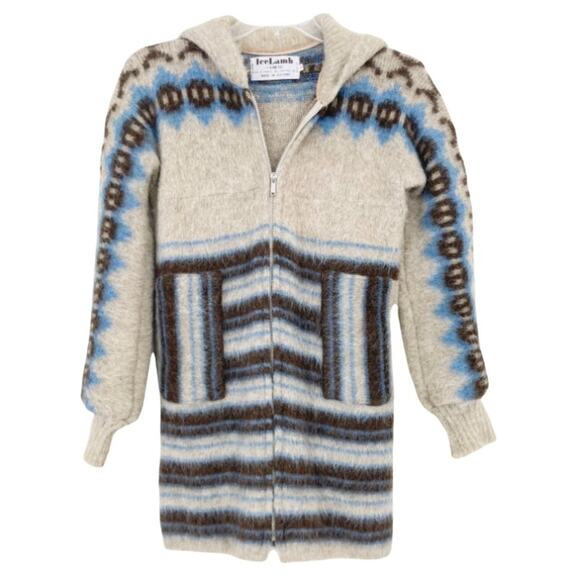 Vintage Icelamb by Kinetic Wool Printed Full Zip Hoodie Sz S - Picture 1 of 9